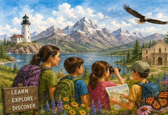 Children learning about state symbols